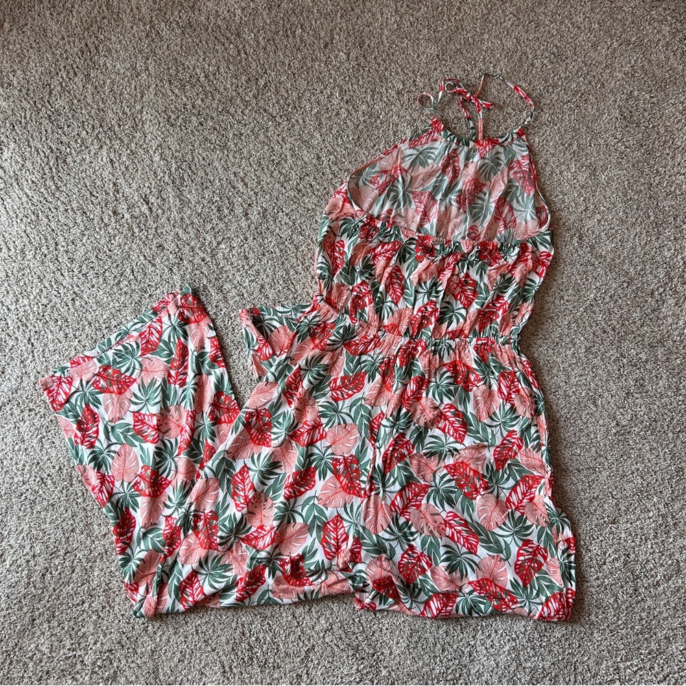 Amiani Resort-Wear Halter Neck Tropical Jumpsuit